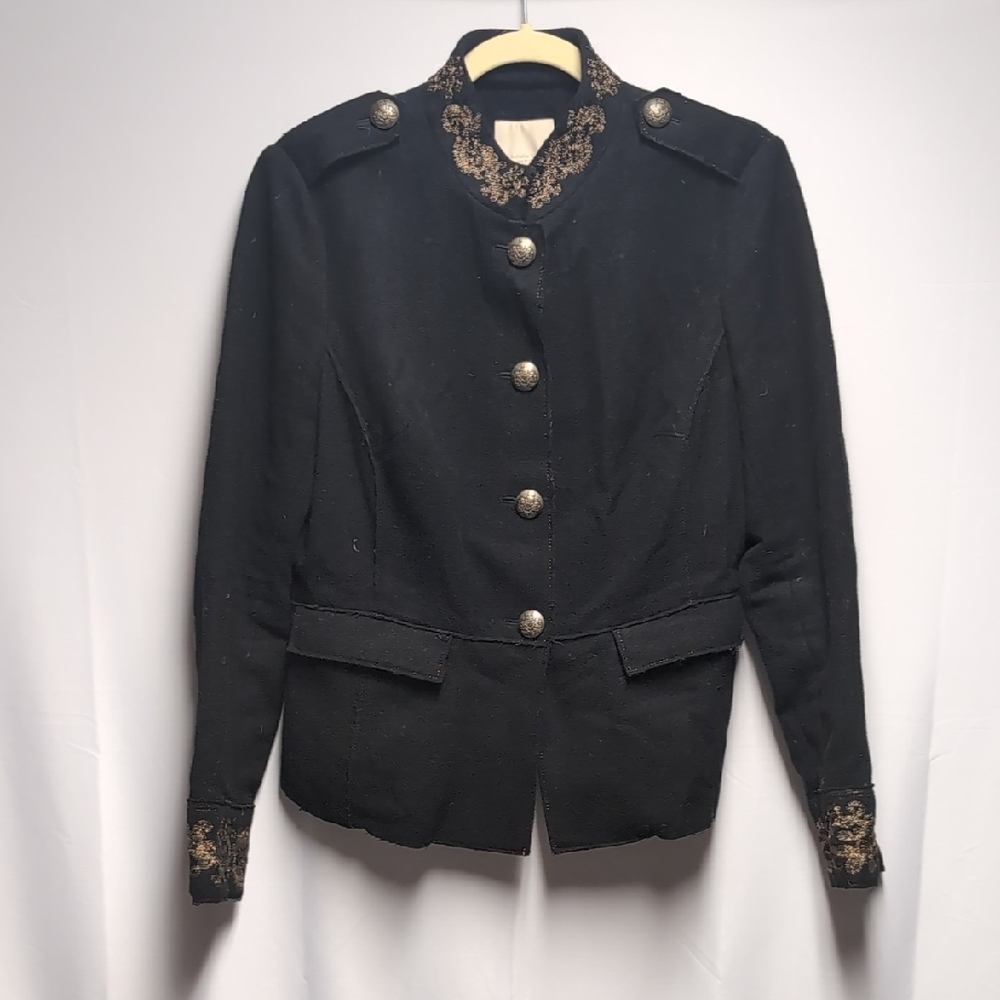Banana Republic Heritage Wool Military Style Blazer with Gold Embroidery